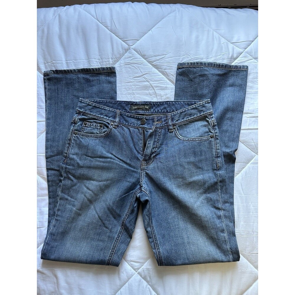 Banana Republic Straight Jeans Blue Medium Wash Denim 5-Pocket Button Zip